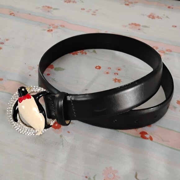 ❤️Amazing!!  WOMENS CARLISLE PENGUIN Buckle w/ Black Leather Belt SZ XS 26-30 main image 8